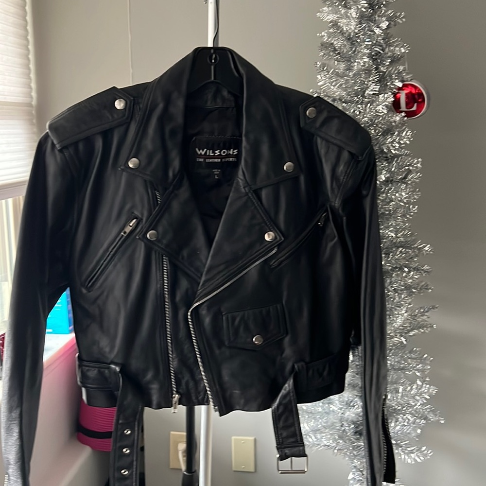 SOLD Vintage Leather Biker Jacket w/Belt
